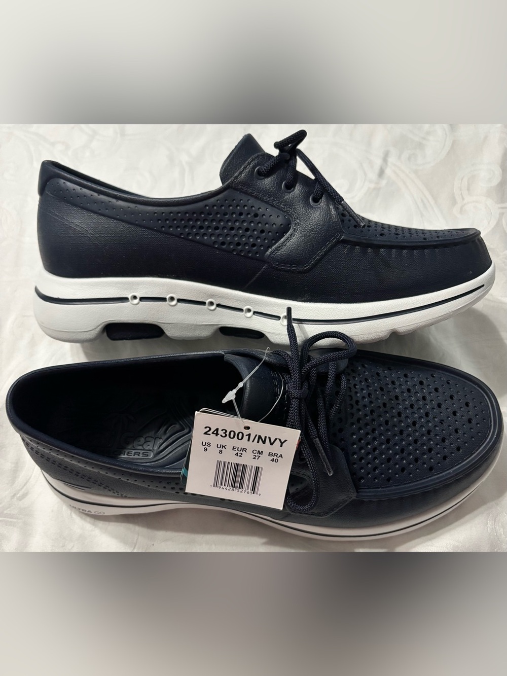 Skechers Cali Gear Go Walk 5 Cruiser Boat Shoes Navy Blue Men’s 9 NWT